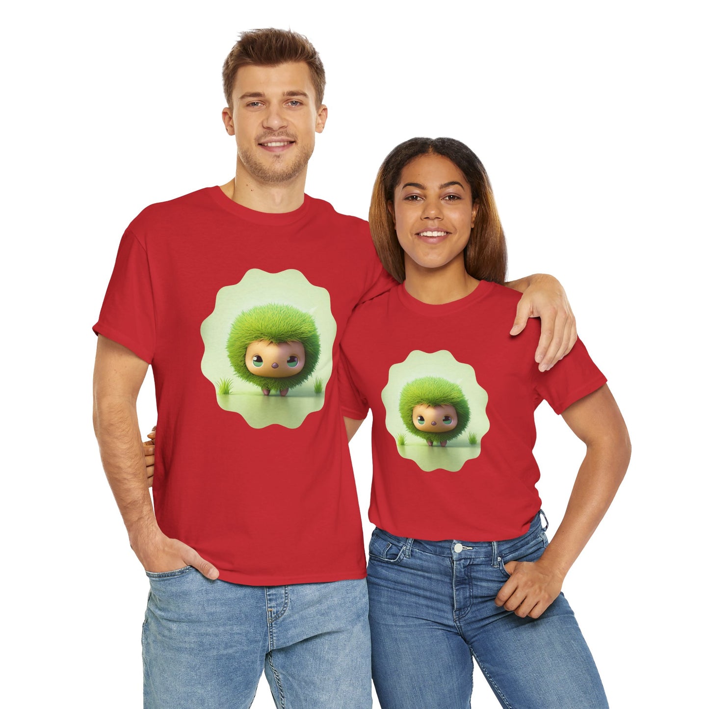 Green Cute CharacterTrendy Unisex Heavy Cotton Tee