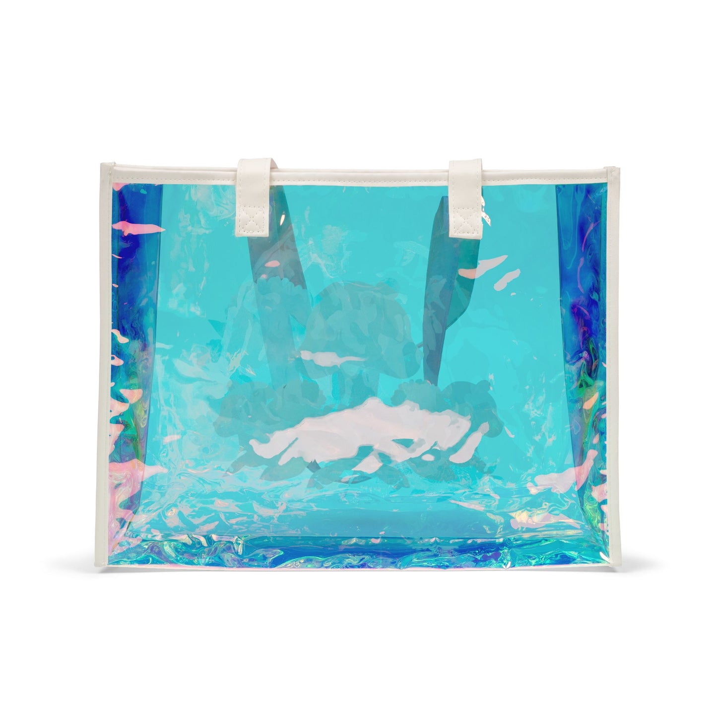 Cute Bear With Flowers Clipart Beach Holographic Tote Bag