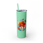 Modern F loral Warmth Skinny Tumbler with Straw, 20oz