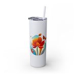 Modern F loral Warmth Skinny Tumbler with Straw, 20oz