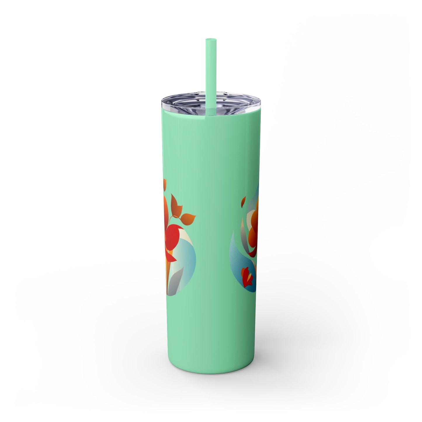 Modern F loral Warmth Skinny Tumbler with Straw, 20oz
