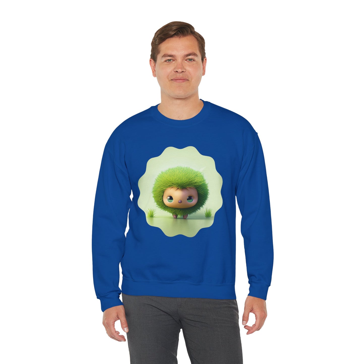 Nature’s Cutie: Green Fuzzy Fantasy Animal Figurine "Unisex Heavy Blend™ Crewneck Sweatshirt