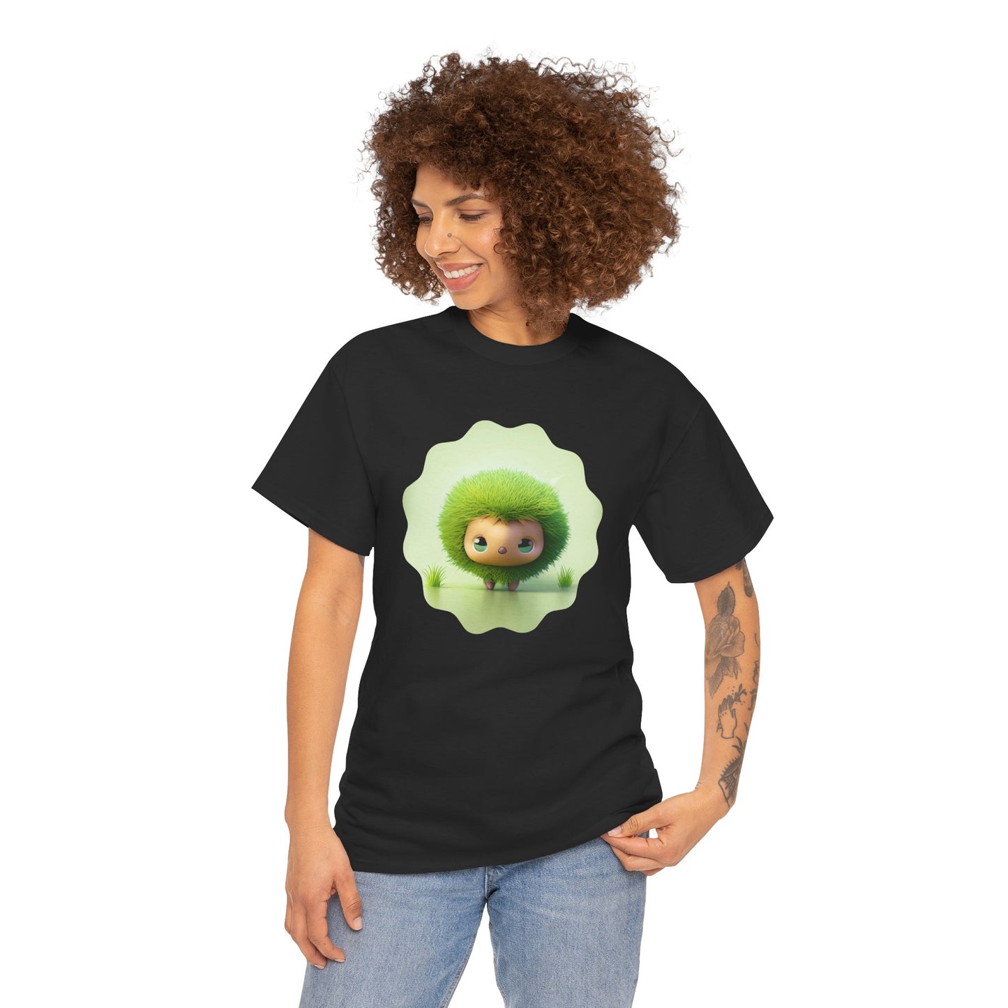 Green Cute CharacterTrendy Unisex Heavy Cotton Tee