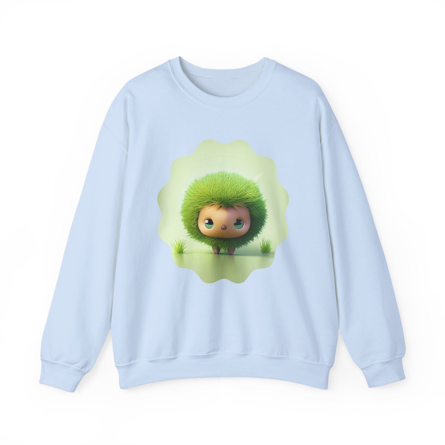 Nature’s Cutie: Green Fuzzy Fantasy Animal Figurine "Unisex Heavy Blend™ Crewneck Sweatshirt