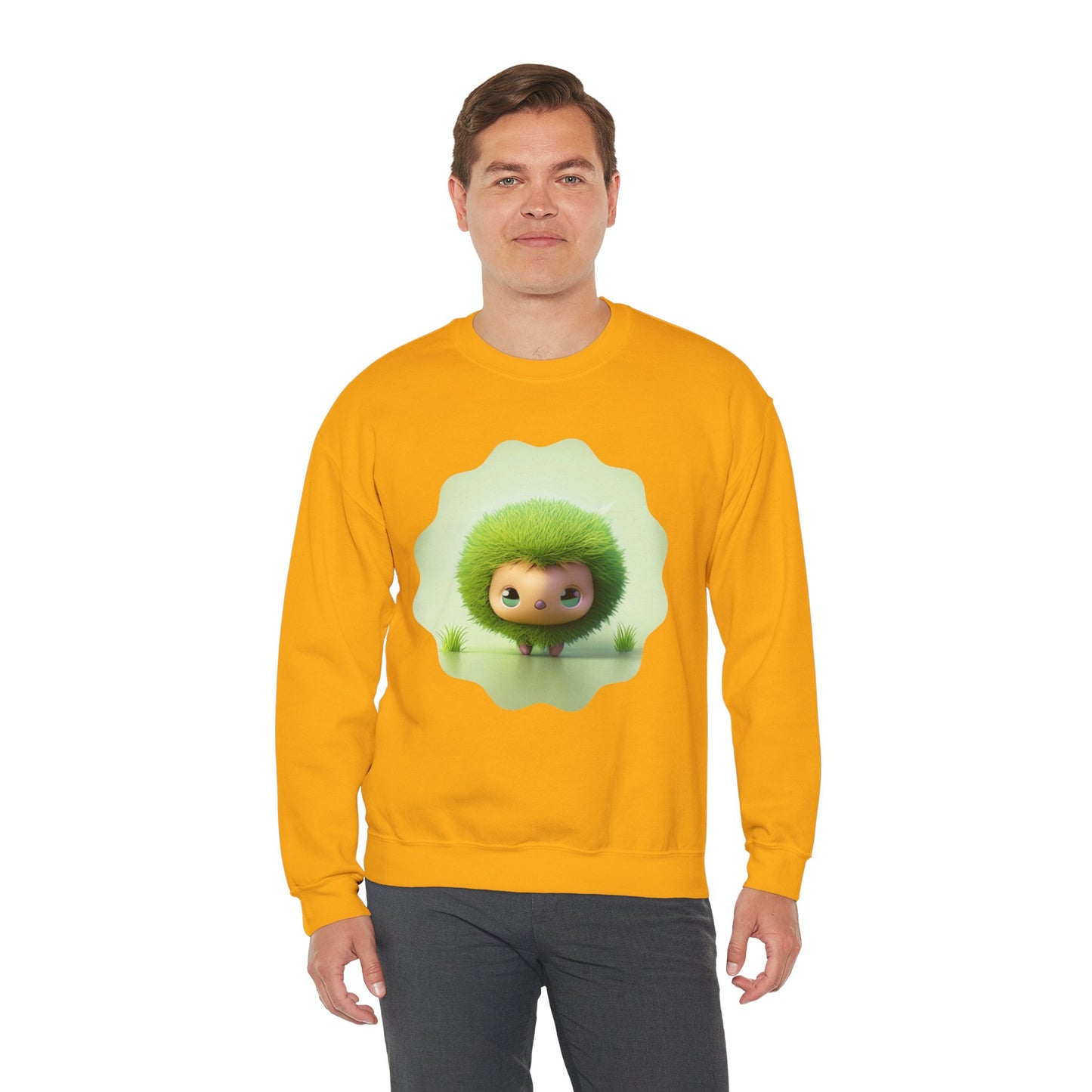Nature’s Cutie: Green Fuzzy Fantasy Animal Figurine "Unisex Heavy Blend™ Crewneck Sweatshirt