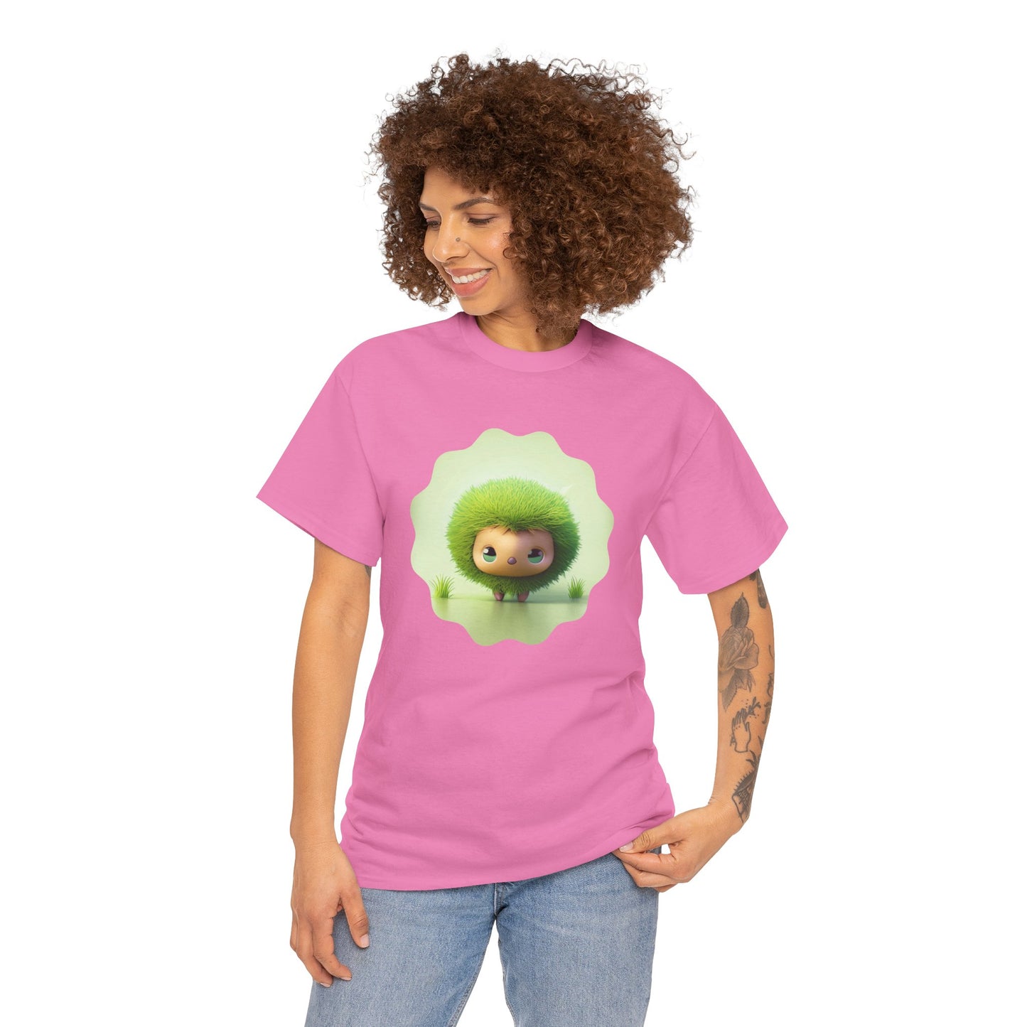 Green Cute CharacterTrendy Unisex Heavy Cotton Tee
