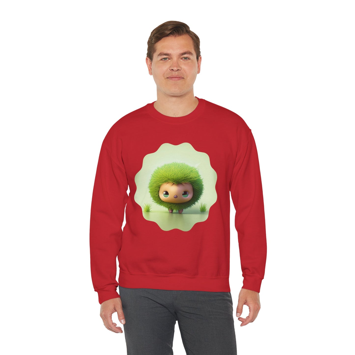 Nature’s Cutie: Green Fuzzy Fantasy Animal Figurine "Unisex Heavy Blend™ Crewneck Sweatshirt