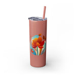 Modern F loral Warmth Skinny Tumbler with Straw, 20oz