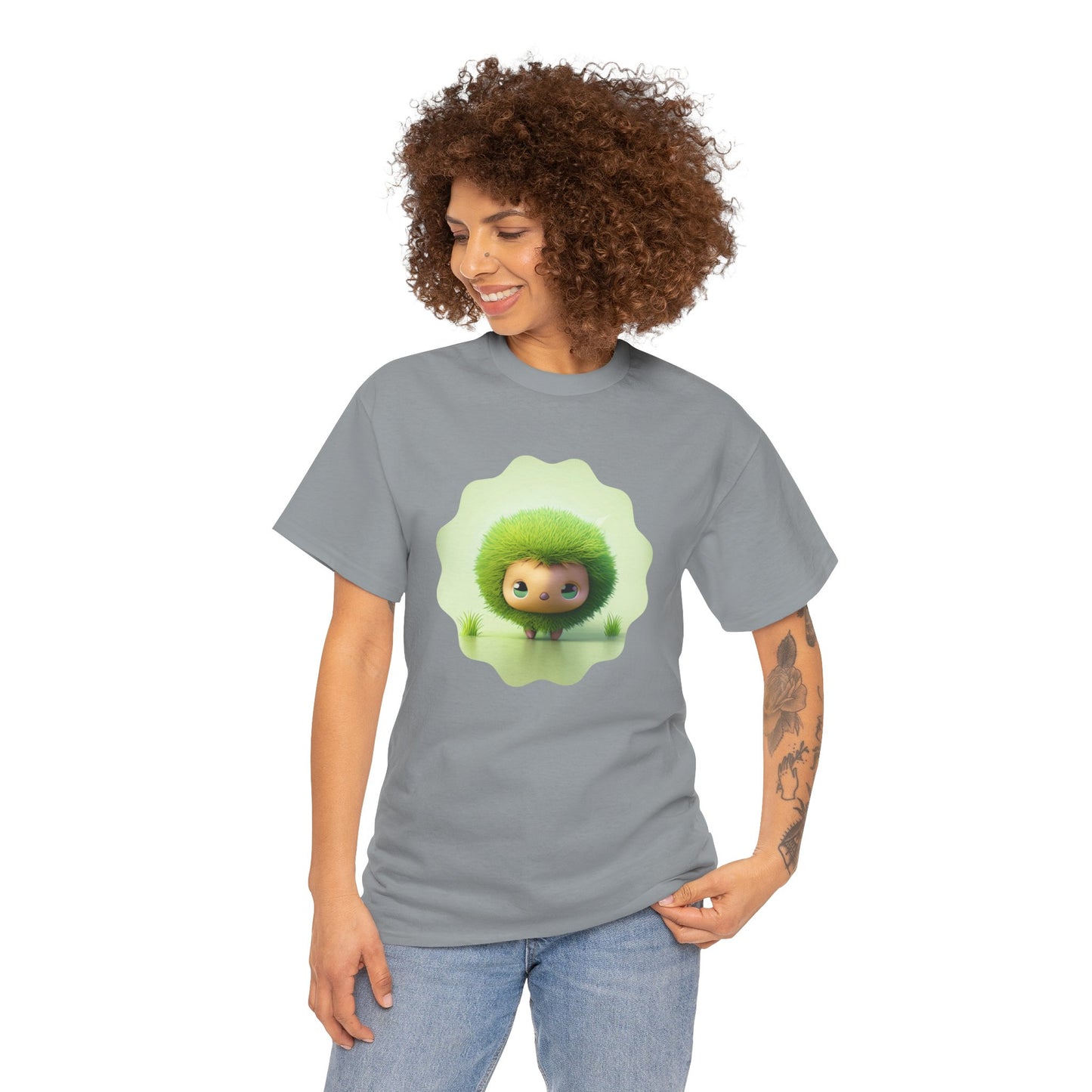 Green Cute CharacterTrendy Unisex Heavy Cotton Tee