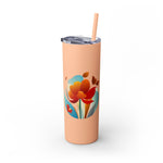 Modern F loral Warmth Skinny Tumbler with Straw, 20oz