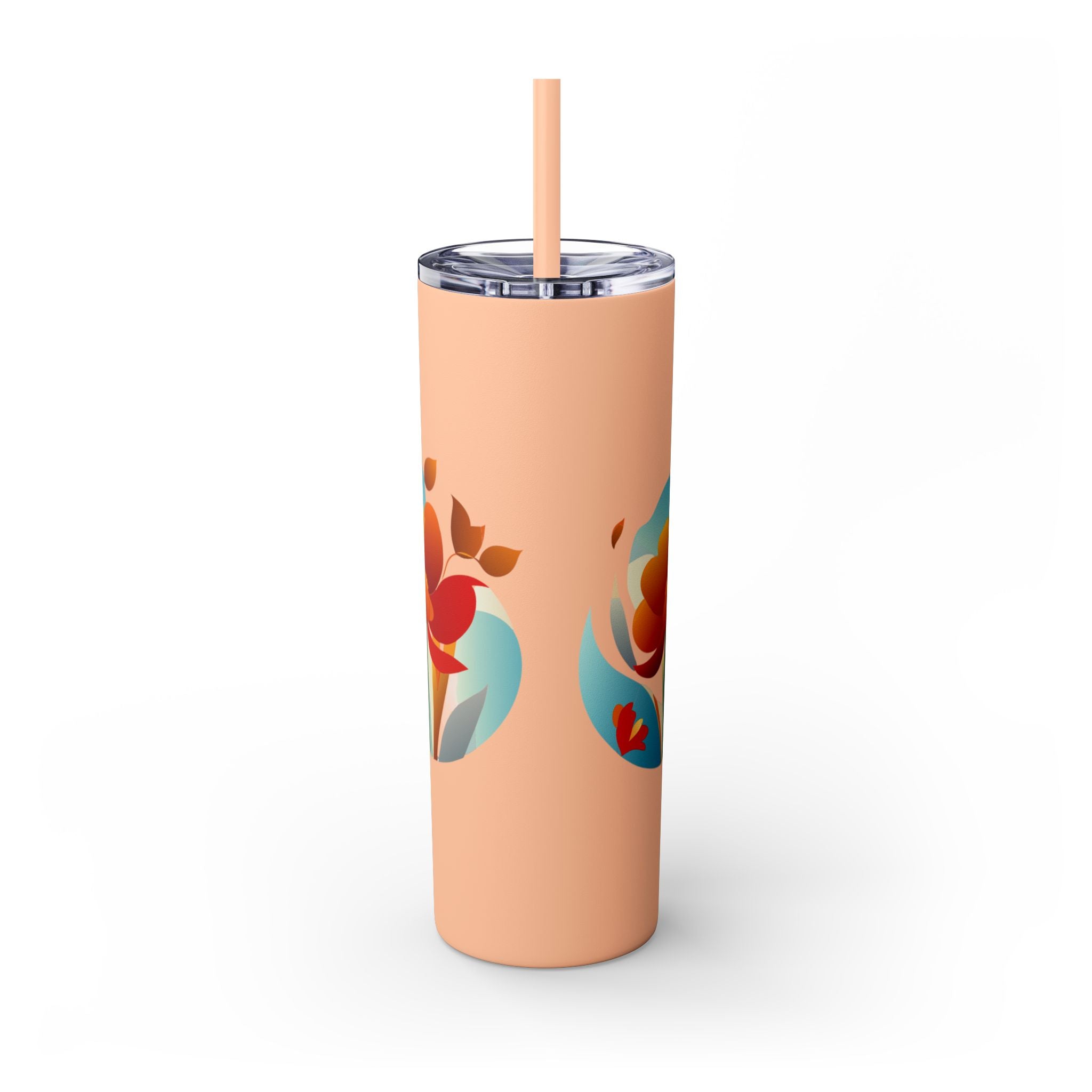 Modern F loral Warmth Skinny Tumbler with Straw, 20oz
