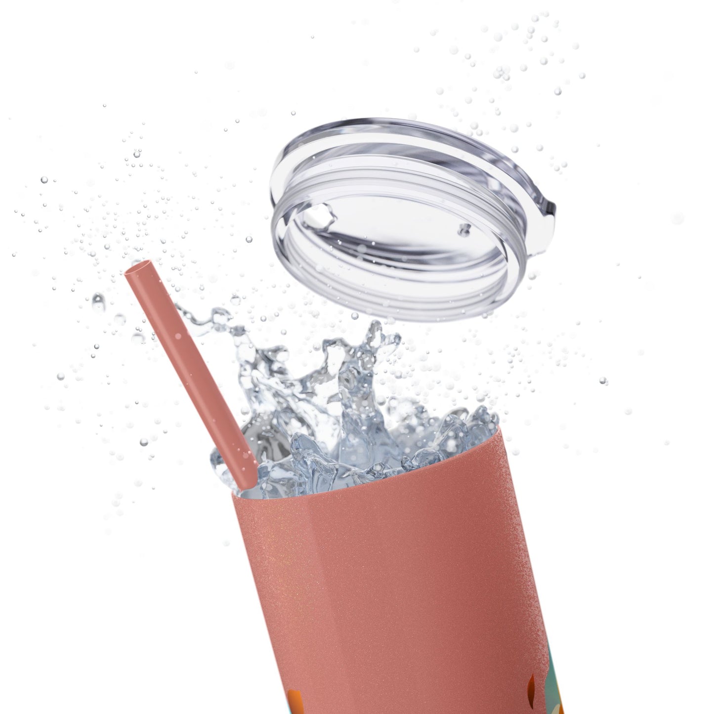 Modern F loral Warmth Skinny Tumbler with Straw, 20oz
