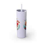 Modern F loral Warmth Skinny Tumbler with Straw, 20oz