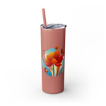 Modern F loral Warmth Skinny Tumbler with Straw, 20oz