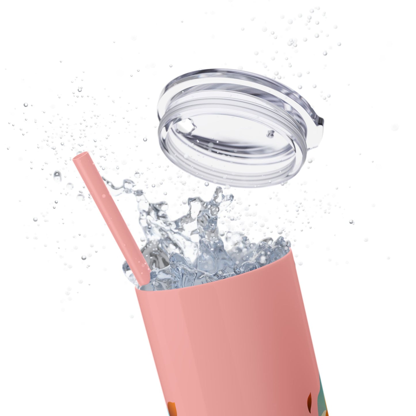 Modern F loral Warmth Skinny Tumbler with Straw, 20oz