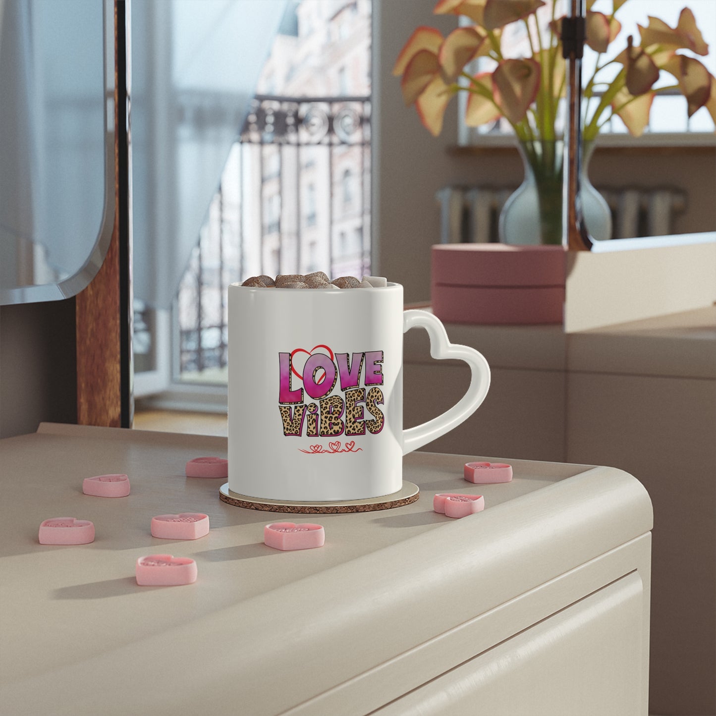 Love Vibes Heart-Shaped Mug 11 oz