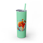 Modern F loral Warmth Skinny Tumbler with Straw, 20oz