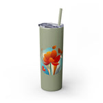 Modern F loral Warmth Skinny Tumbler with Straw, 20oz