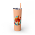 Modern F loral Warmth Skinny Tumbler with Straw, 20oz