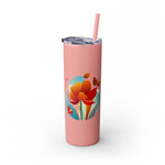 Modern F loral Warmth Skinny Tumbler with Straw, 20oz
