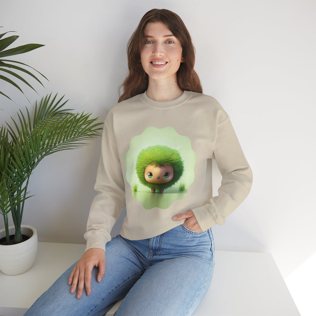 Nature’s Cutie: Green Fuzzy Fantasy Animal Figurine "Unisex Heavy Blend™ Crewneck Sweatshirt