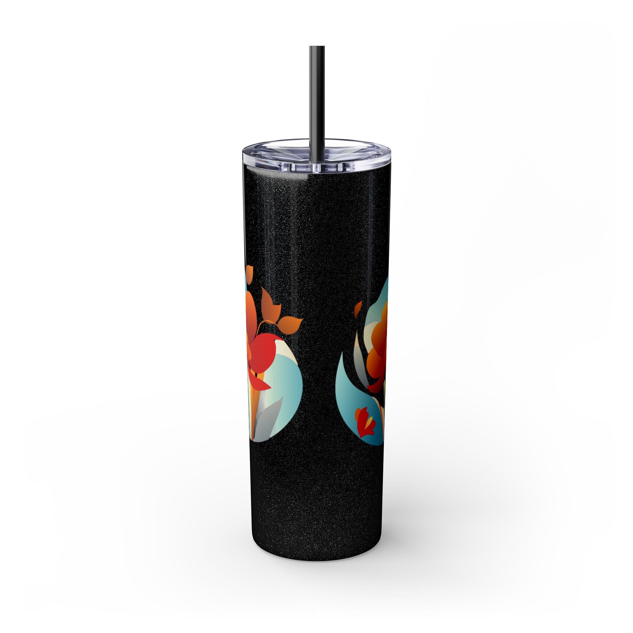 Modern F loral Warmth Skinny Tumbler with Straw, 20oz