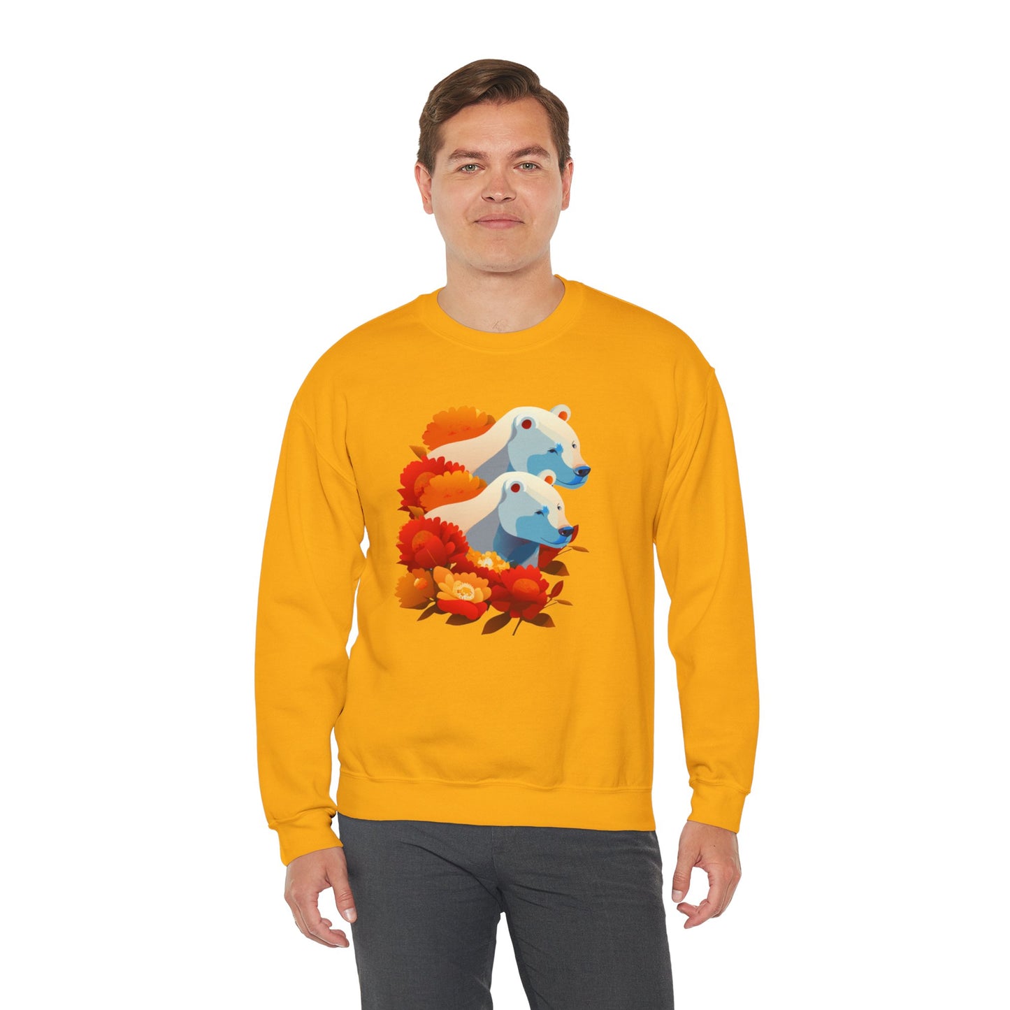 Bear Flower Crewneck Sweatshirt - Cozy Unisex Floral Top