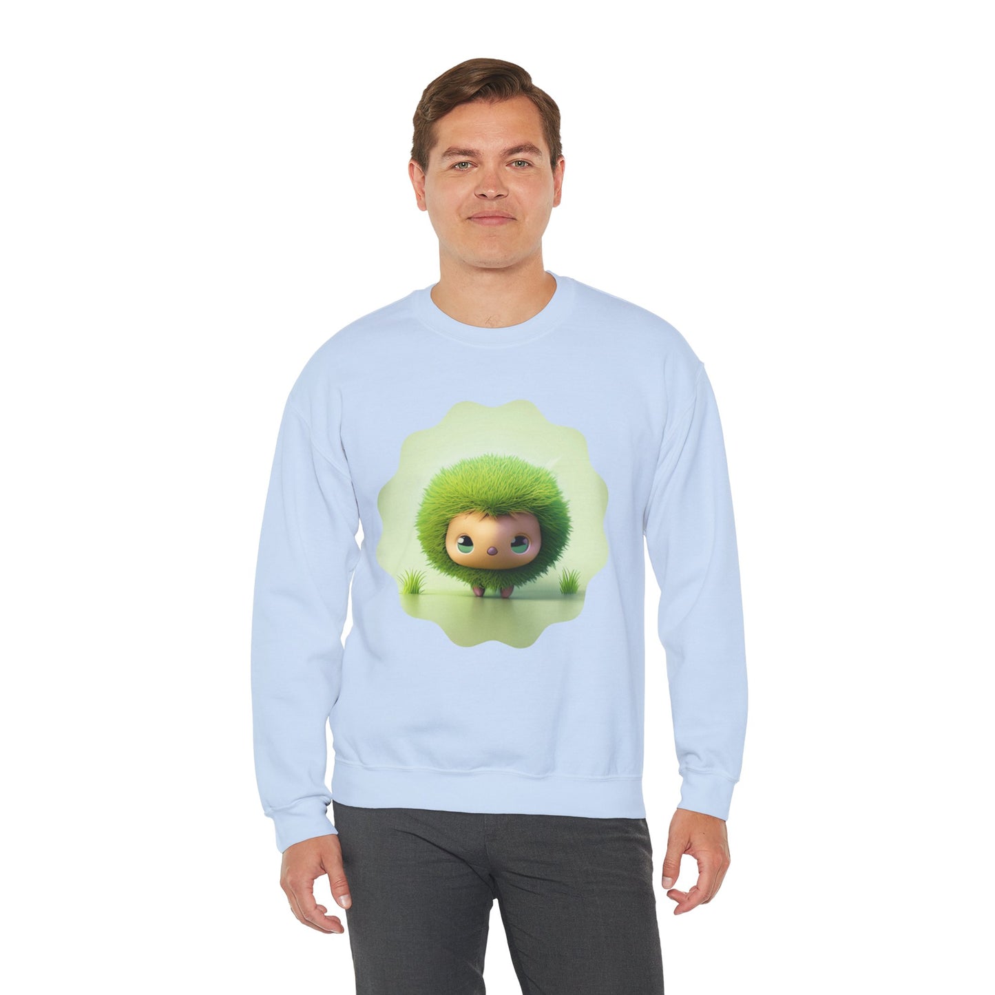 Nature’s Cutie: Green Fuzzy Fantasy Animal Figurine "Unisex Heavy Blend™ Crewneck Sweatshirt