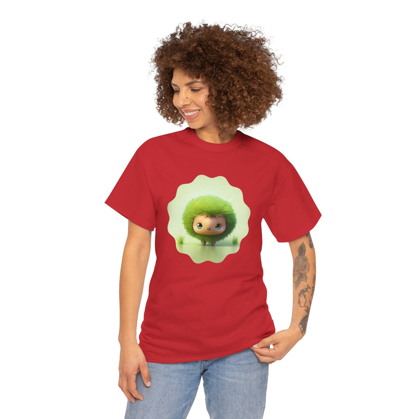 Green Cute CharacterTrendy Unisex Heavy Cotton Tee