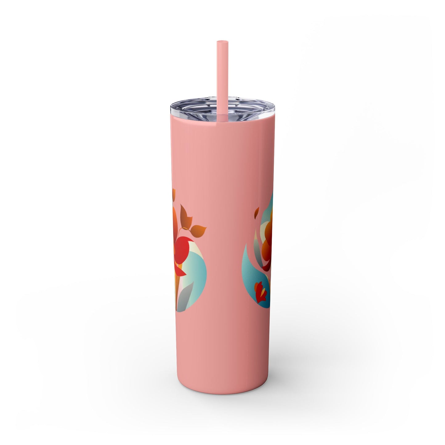 Modern F loral Warmth Skinny Tumbler with Straw, 20oz