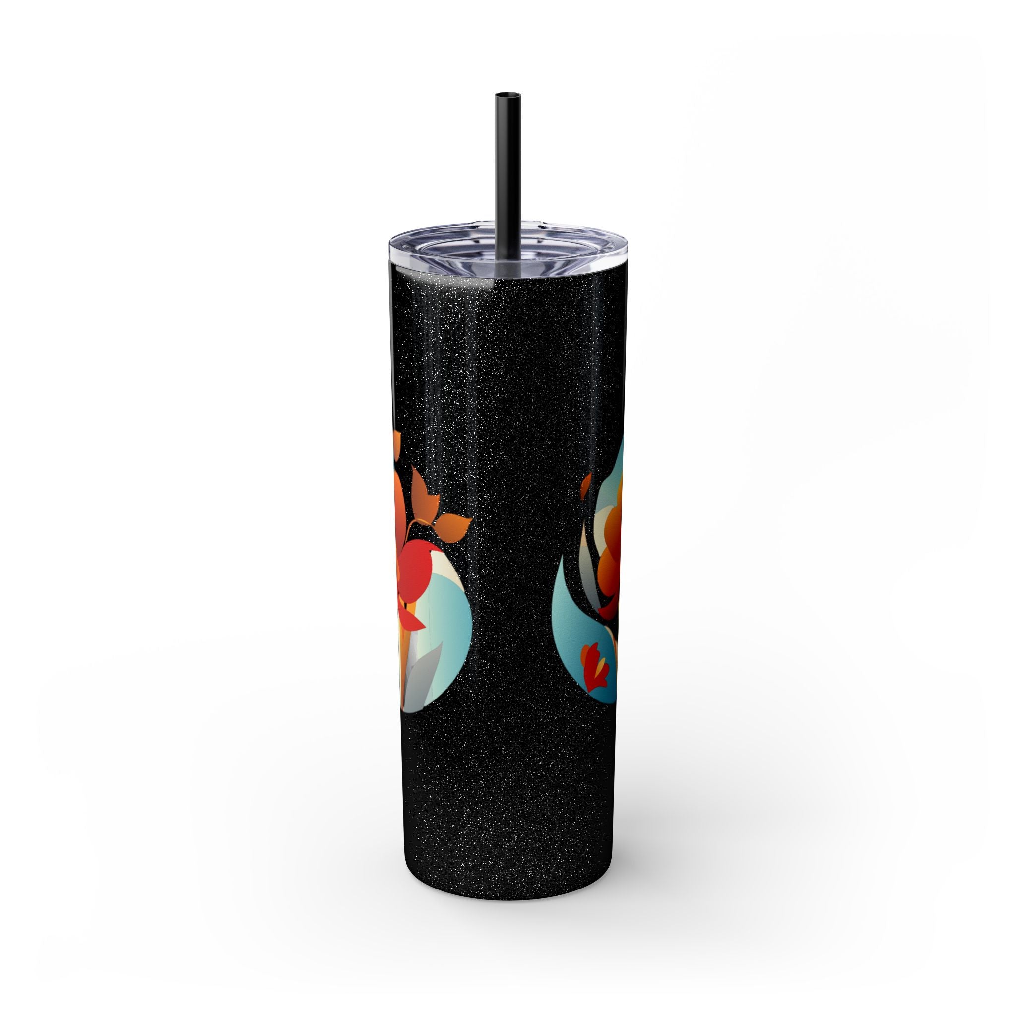 Modern F loral Warmth Skinny Tumbler with Straw, 20oz