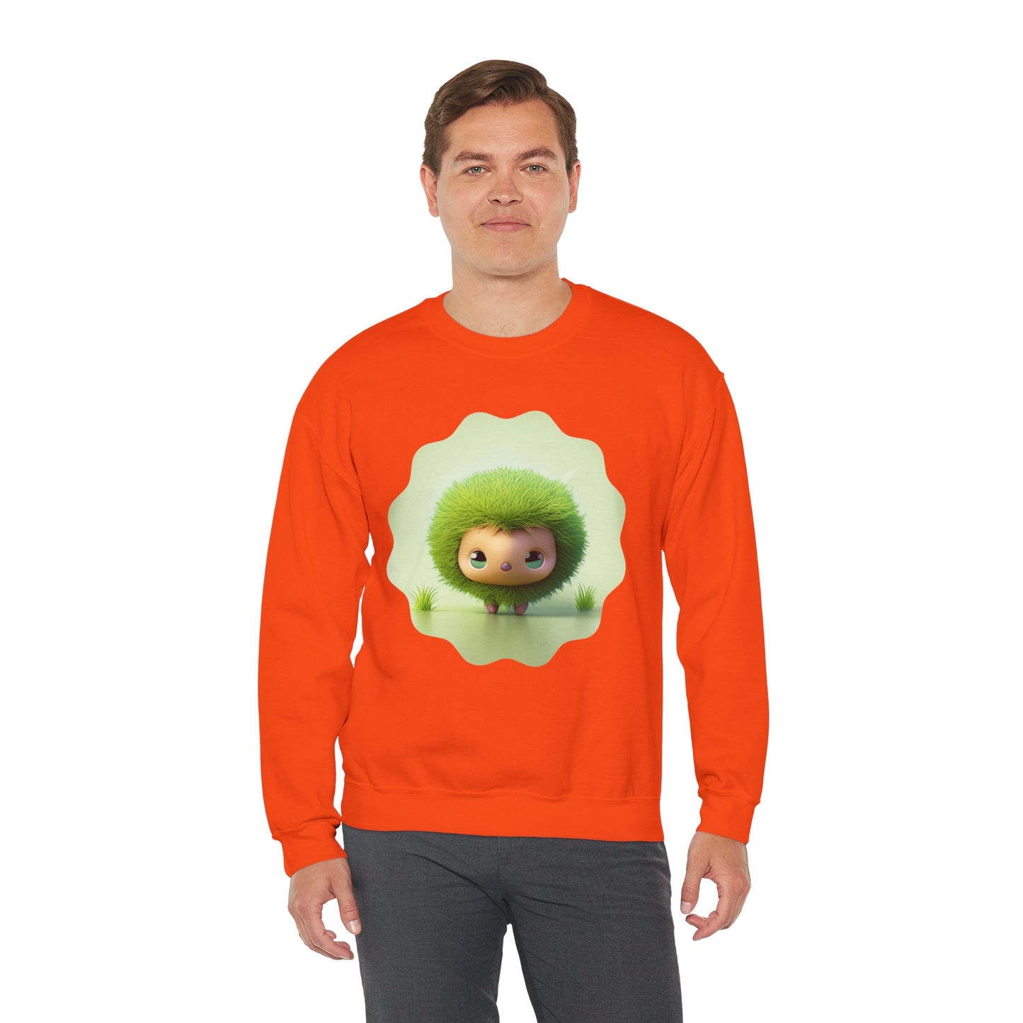 Nature’s Cutie: Green Fuzzy Fantasy Animal Figurine "Unisex Heavy Blend™ Crewneck Sweatshirt