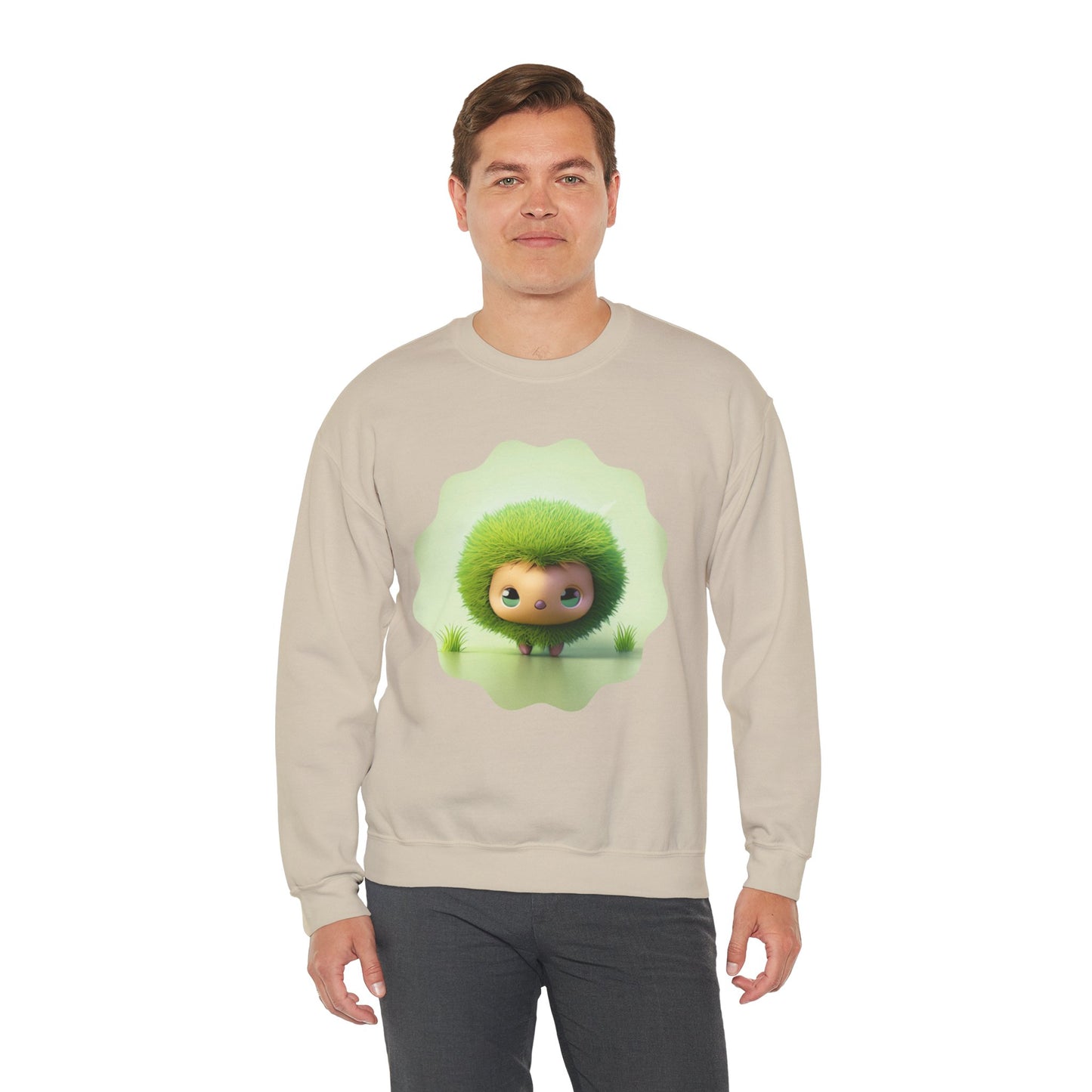 Nature’s Cutie: Green Fuzzy Fantasy Animal Figurine "Unisex Heavy Blend™ Crewneck Sweatshirt