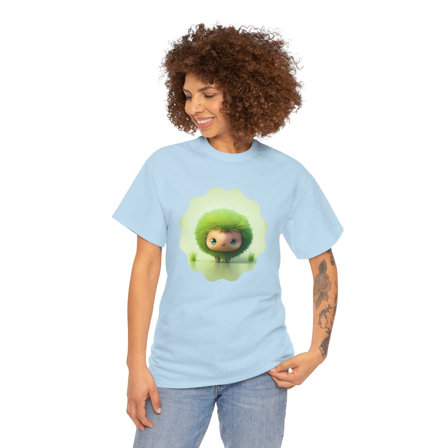 Green Cute CharacterTrendy Unisex Heavy Cotton Tee