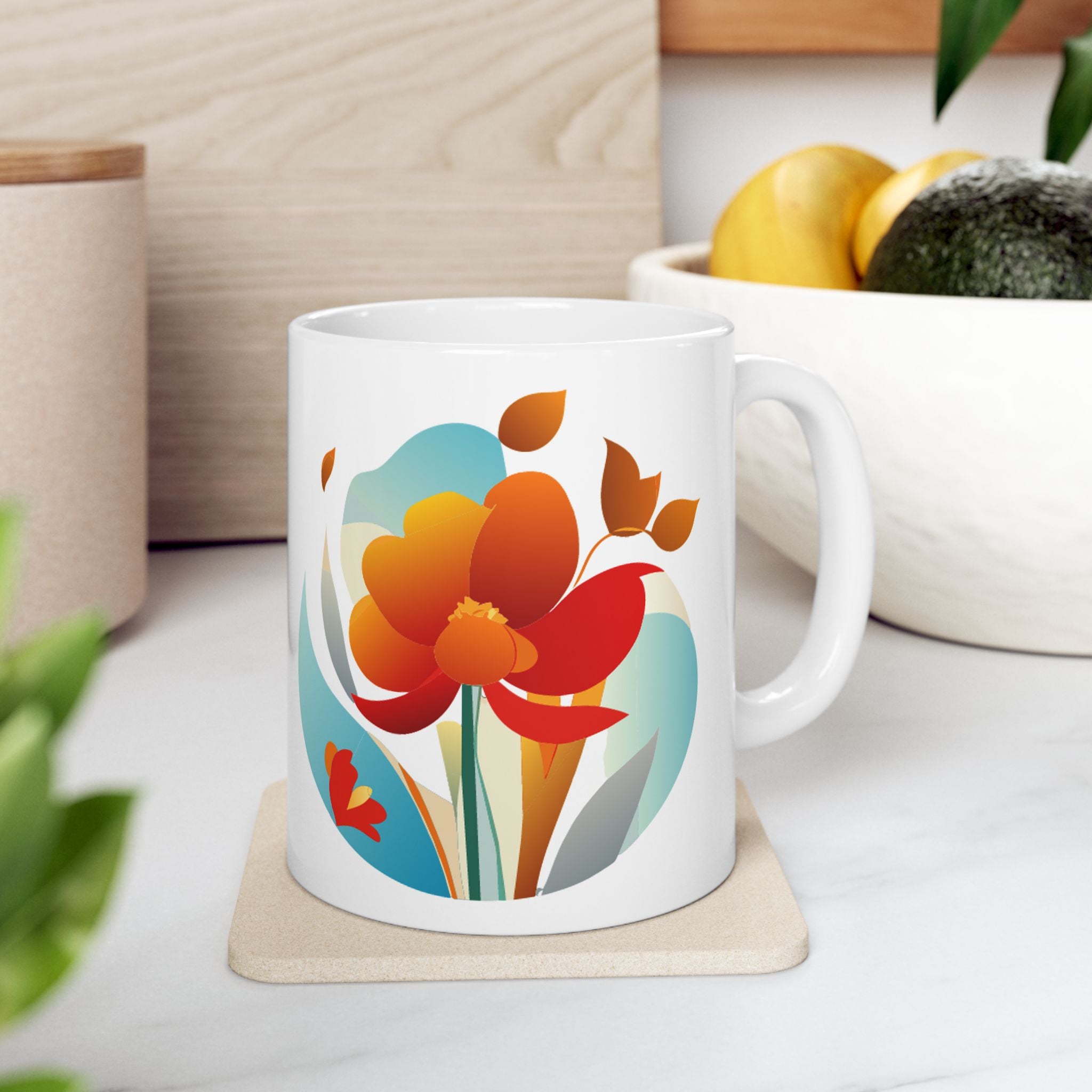 Sunrise Flowers Art Ceramic Mug 11oz & 15 oz