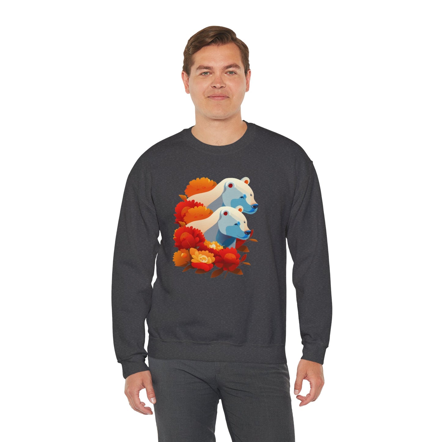 Bear Flower Crewneck Sweatshirt - Cozy Unisex Floral Top
