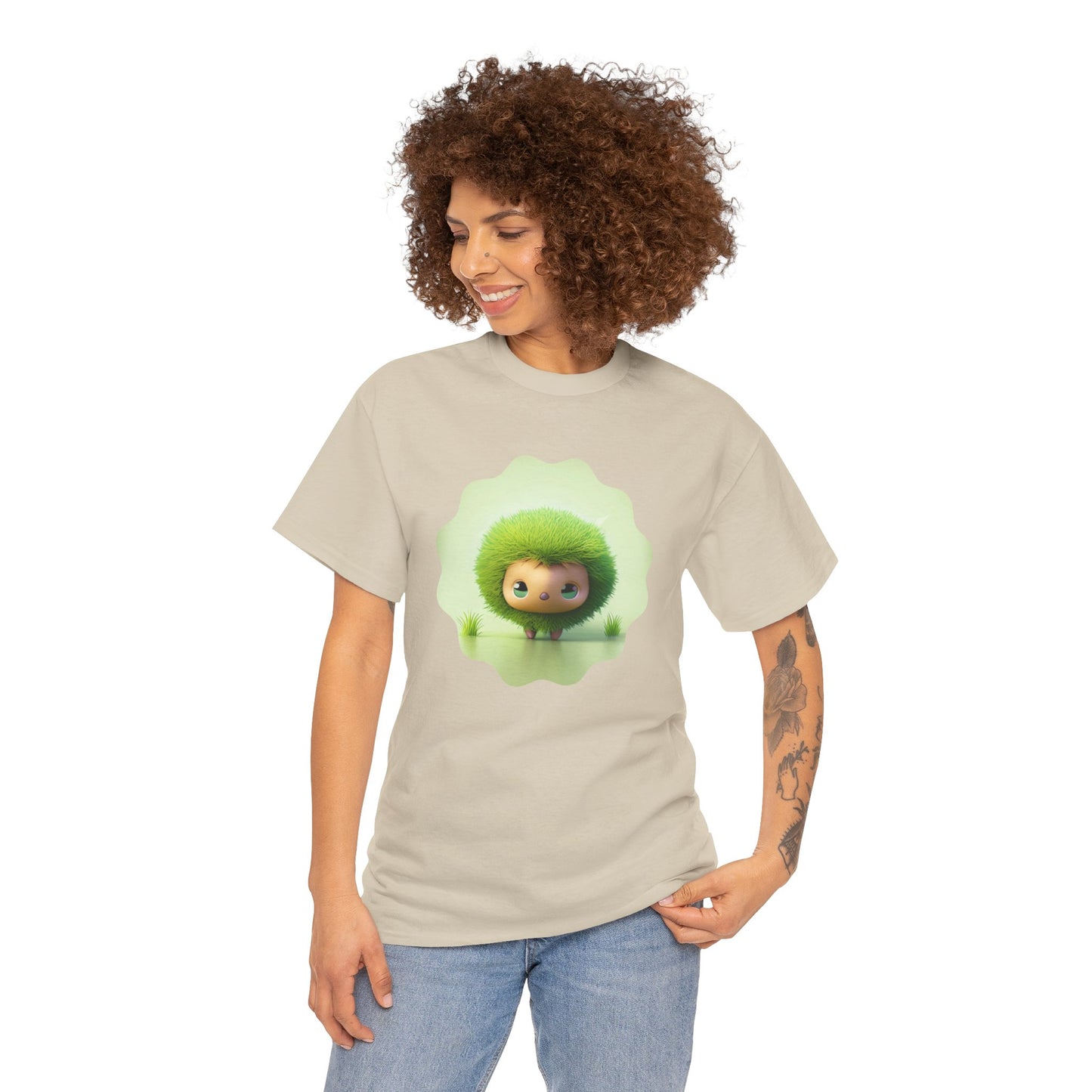 Green Cute CharacterTrendy Unisex Heavy Cotton Tee