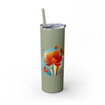 Modern F loral Warmth Skinny Tumbler with Straw, 20oz