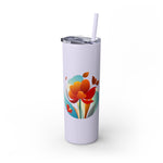 Modern F loral Warmth Skinny Tumbler with Straw, 20oz