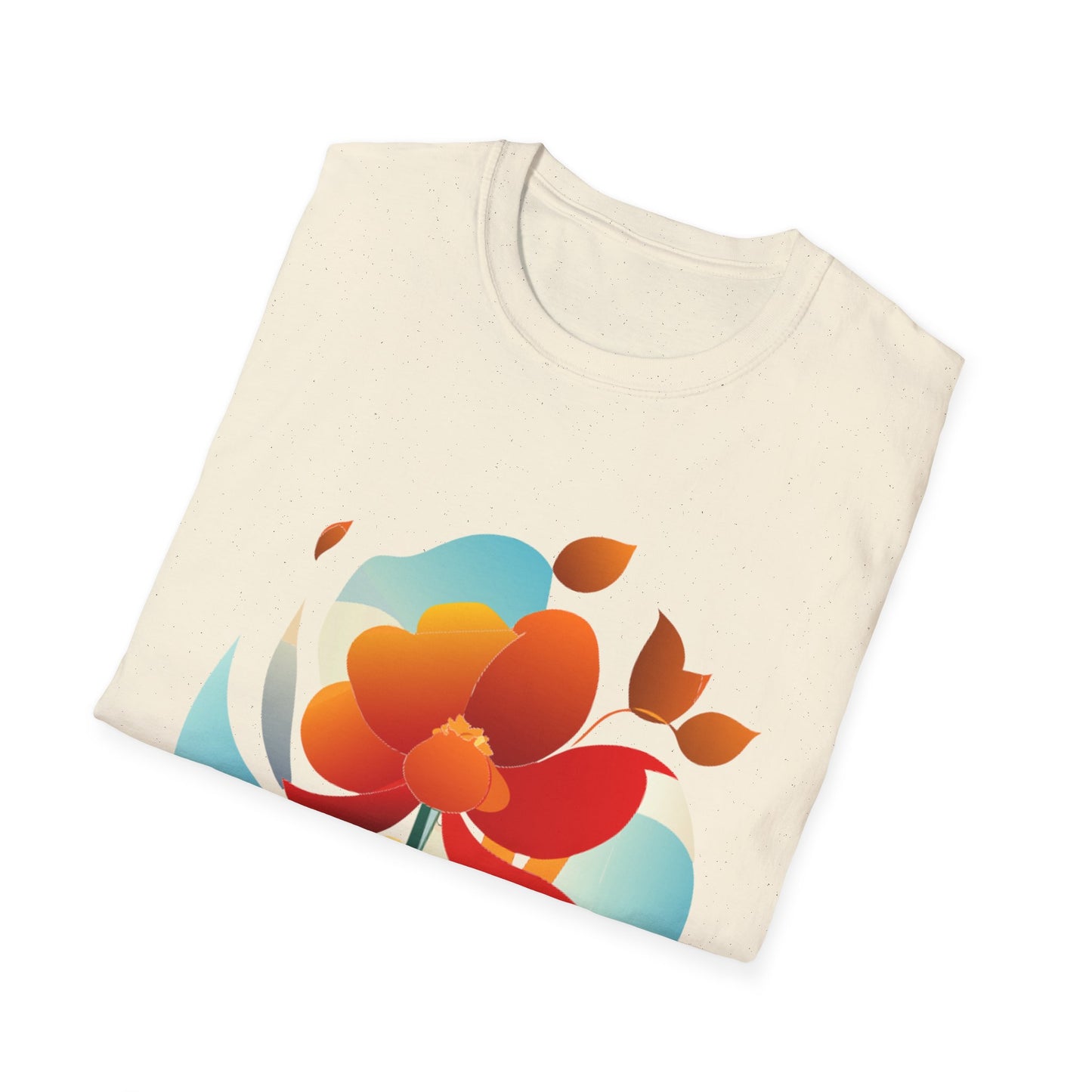 Floral Unisex T-Shirt - Minimalist Orange Red Flower Design