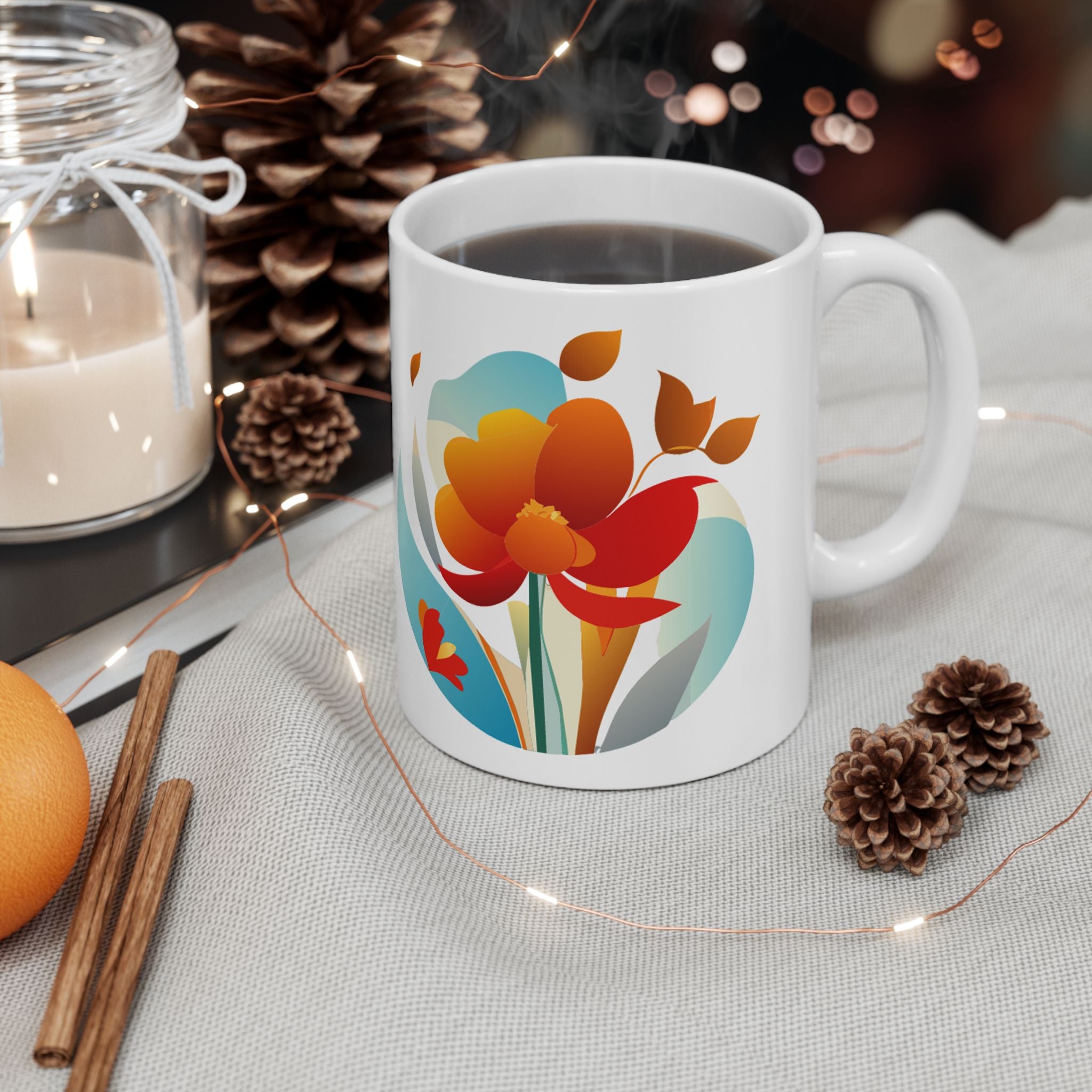 Sunrise Flowers Art Ceramic Mug 11oz & 15 oz