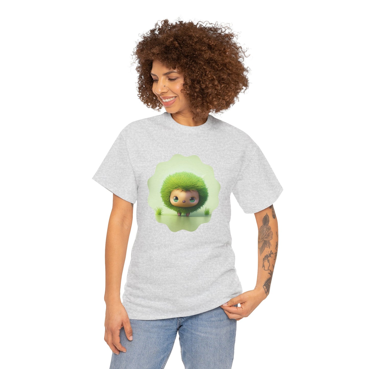 Green Cute CharacterTrendy Unisex Heavy Cotton Tee