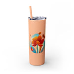 Modern F loral Warmth Skinny Tumbler with Straw, 20oz
