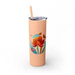 Modern F loral Warmth Skinny Tumbler with Straw, 20oz